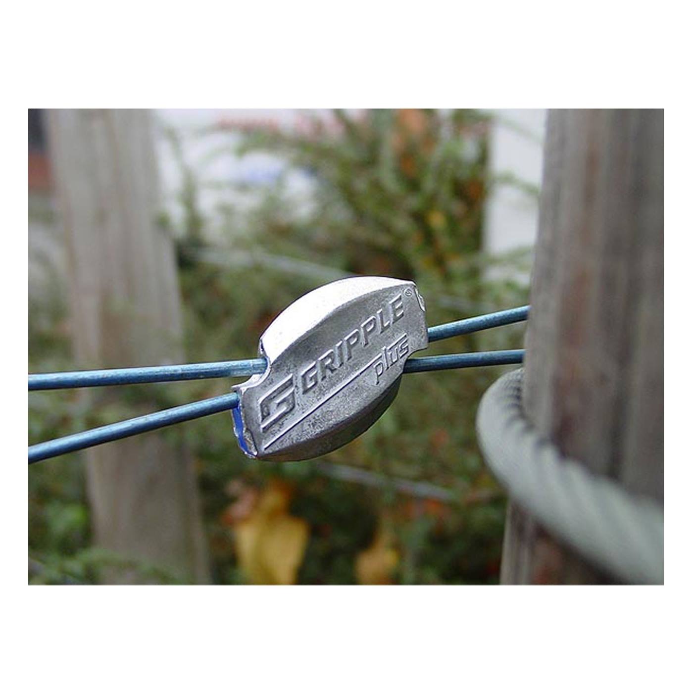 Diagramme montrant les étapes d'insertion et de mise en tension des fils avec le connecteur de fils 5x Gripple "moyen", Ø 2,0 - 3,25 mm (marque : Gripple), y compris les flèches et le texte en français.