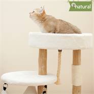 Arbre à chat "Berry" de VOSS.pet, en bois naturel, troncs massifs en tanoak véritable, 73 cm