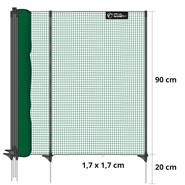 Filet de clôture classic VOSS.farming, 15 m, 90 cm, 9 piquets, 1 pointe, vert, non électrifiable