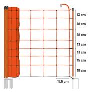 Filet de clôture électrique BASIC de VOSS.farming, pour ovins, 50 m, 108 cm, 2 pointes, orange