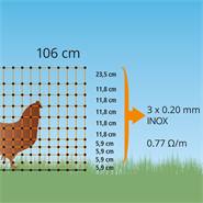 Clôture pour les poules, filet pour les volailles classic de VOSS.farming 25 m, 106 cm, 9 piquets, 2 pointes, orange