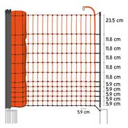 Filet de clôture premium pour les volailles "classic+ " de VOSS.farming, 50 m, 112 cm, 20 piquets, 2 pointes