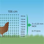 Clôture pour les poules, filet pour les volailles classic de VOSS.farming 25 m, 106 cm, 9 piquets, 2 pointes, vert