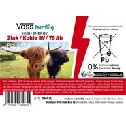 4x piles 9 V "ZINC CARBONE 75Ah" VOSS.farming - clôture électrique, taille moyenne, LOT ECONOMIQUE!