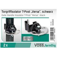 2 x isolateurs de poignée de portail "Versa" de VOSS.farming, piquet en T, noir