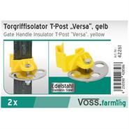2 x isolateurs de poignée de portail "Versa" de VOSS.farming, piquet en T, jaune