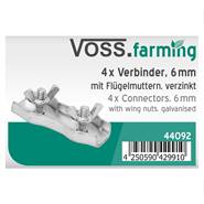 4 x connecteurs duplex de VOSS.farming, 6 mm, avec vis papillon, galvanisé