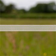 5x rubans de clôture électrique VOSS.farming, 200 m, 20 mm, 5 x 0,16 acier inoxydable, blanc (avec 5 connecteurs et panneau de signalisation)