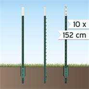 10 piquets métalliques de VOSS.farming, piquets en T, système de clôture permanente, hauteur totale 152 cm