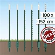 100 x piquets métalliques en T de VOSS.farming pour clôtures fixes, 152 cm