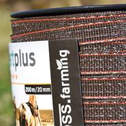 Ruban de clôture électrique de VOSS.farming 200 m / 20 mm, 2 x 0,3 cuivre + 4 x 0,3 acier inoxydable marron-orange