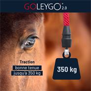 Longe GoLeyGo 2.0 pour licol de cheval, rouge, avec goupille adaptateur GoLeyGo