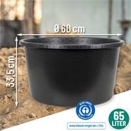 Seau de chantier, seau à mortier 65 l, seau à eau, rond