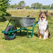 Brouette VOSS.farming - 90 litres, capacité de charge 220kg, cuve galvanisée, pneus gonflables avec jante en métal