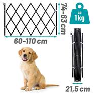 Barrière en accordéon « Stop Fix » pour chiens, extensible d’env. 60 à 110 cm, noire