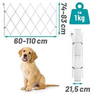 Barrière accordéon pour chiens « Stop Fix », barrière de porte pour chiens, extensible env. 60-110cm, blanc