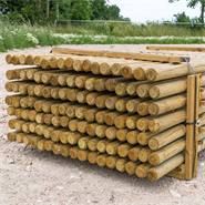 119 x piquet en bois rond de VOSS.farming, piquet de clôture en bois, traitement autoclave, classe d´utilisation 4, 200cm x 60mm
