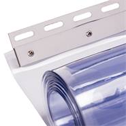 Lamelle de rechange en PVC, transparent, 30 cm x 225 cm, épaisseur 3 mm - montée sur profilé de fixation en inox