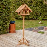 Grande maison pour oiseaux "Finkenheim" en bois naturel de VOSS.garden, avec pied