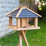 "Lina" de VOSS.garden - maison robuste pour oiseaux avec mangeoire, support inclus
