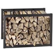 Étagère en acier pour bois de chauffage, range bûches,  rangement bois de chauffage, VOSS.garden, 60x25x100cm, noir