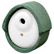Nichoir en béton de bois, trou d’envol Ø 32 mm, forme ovale, vert