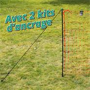 Filet électrifiable pour les volailles farmNET de VOSS.farming, 25 m, 112 cm, 9 piquets, 2 pointes, orange
