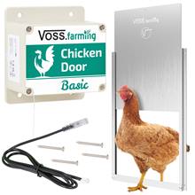 LOT VOSS.farming : Portier automatique pour poulailler "Chicken-Door Basic" avec trappe en alu 300 x 400 mm