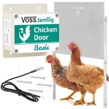 LOT VOSS.farming : Portier automatique pour poulailler "Chicken-Door Basic" avec trappe en alu 430 x 400 mm