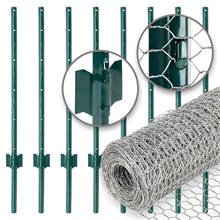 Kit de clôture pour jardin de VOSS.farming: Treillis hexagonal 10 m x 50 cm + 8x piquets métalliques