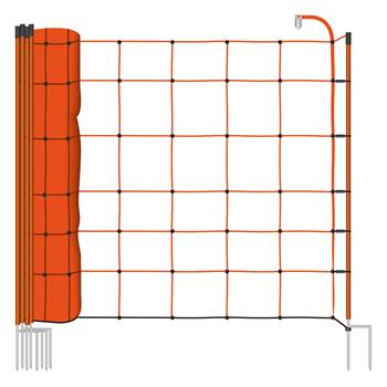 Filet de clôture électrique BASIC de VOSS.farming, pour ovins, 50 m, 90 cm, 2 pointes, orange