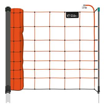 Filet de clôture électrique pour ovins farmNET de VOSS.farming, 50 m, ,90 cm, 14 piquets, 1 pointe, orange