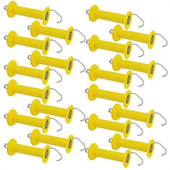 20x poignées de portail de VOSS.farming, grand modèle, ressort de tension simple, avec crochet, jaune