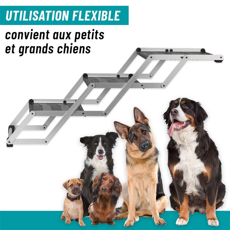 Escalier pliable pratique pour chiens pour voiture et VUS, rampe  antidérapante à 4 marches, idéale pour les petits et grands chiens,  portative et facile à utiliser