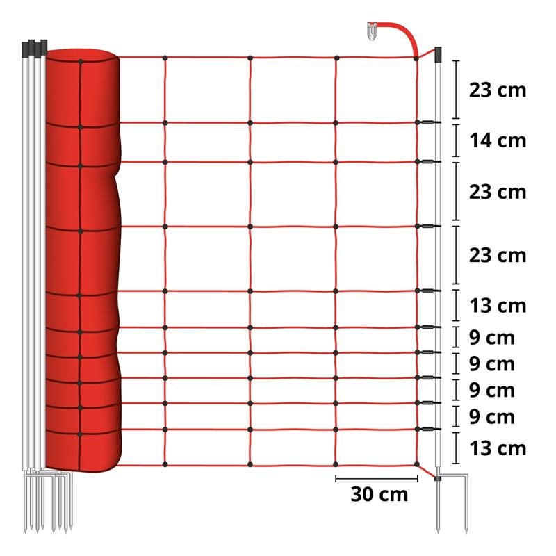Filet de clôture électrique de VOSS.farming, 50 m, 145 cm, 2 pointes