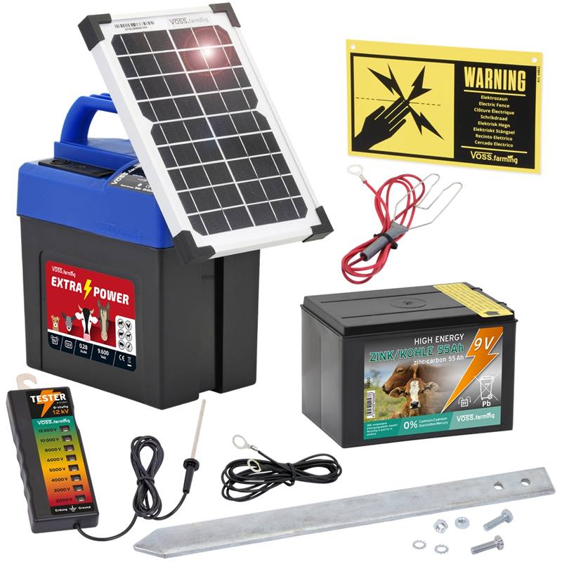 Electrificateur AURES 3 SOLAR de VOSS.farming + pile + panneau solaire 6 W