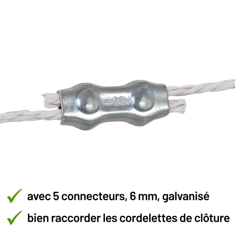 44160-05-5x-cordelettes-pour-cloture-electrique-200m-6-mm-7x0,20-acier-inoxydable-avec-5-connecteur-