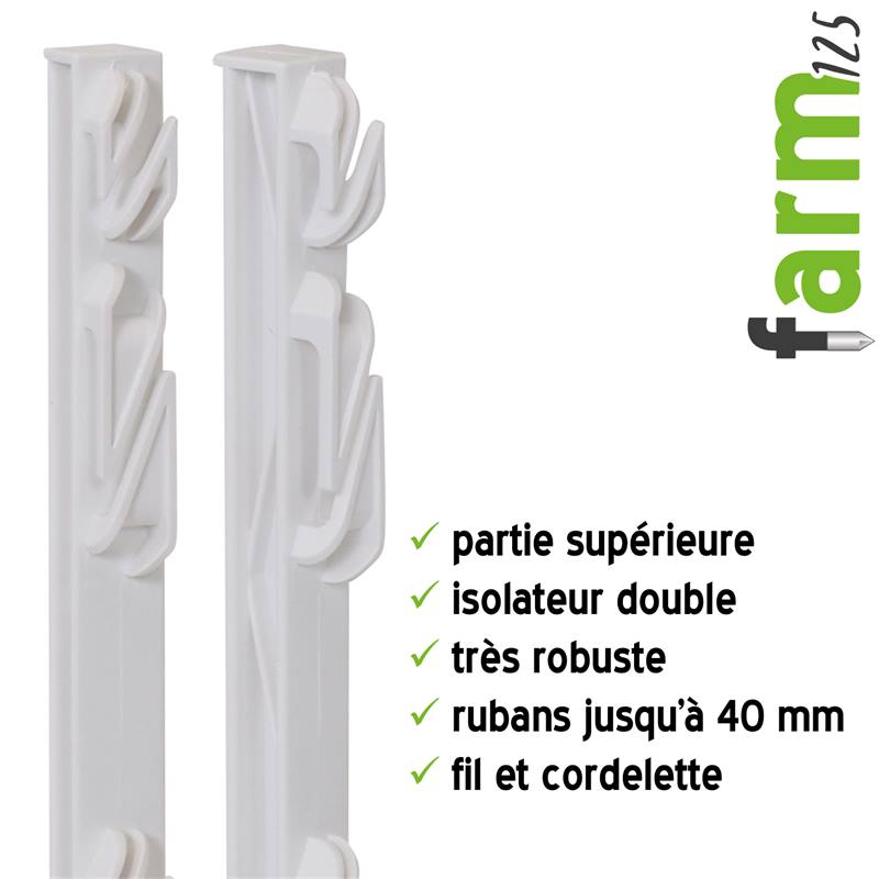 blanc stable robuste solide clôture électrique hauteur hors sol: environ 104cm 20 piquets en plastique «farm 125» VOSS.farming 125 cm 