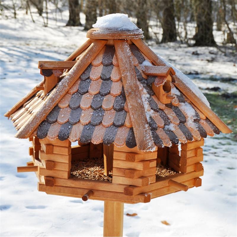 Maison D'oiseau, Mangeoire à Oiseaux Innovante En Bois Naturel Durable,  Avec Port De Sortie Et Petit Support Pour Oiseaux 