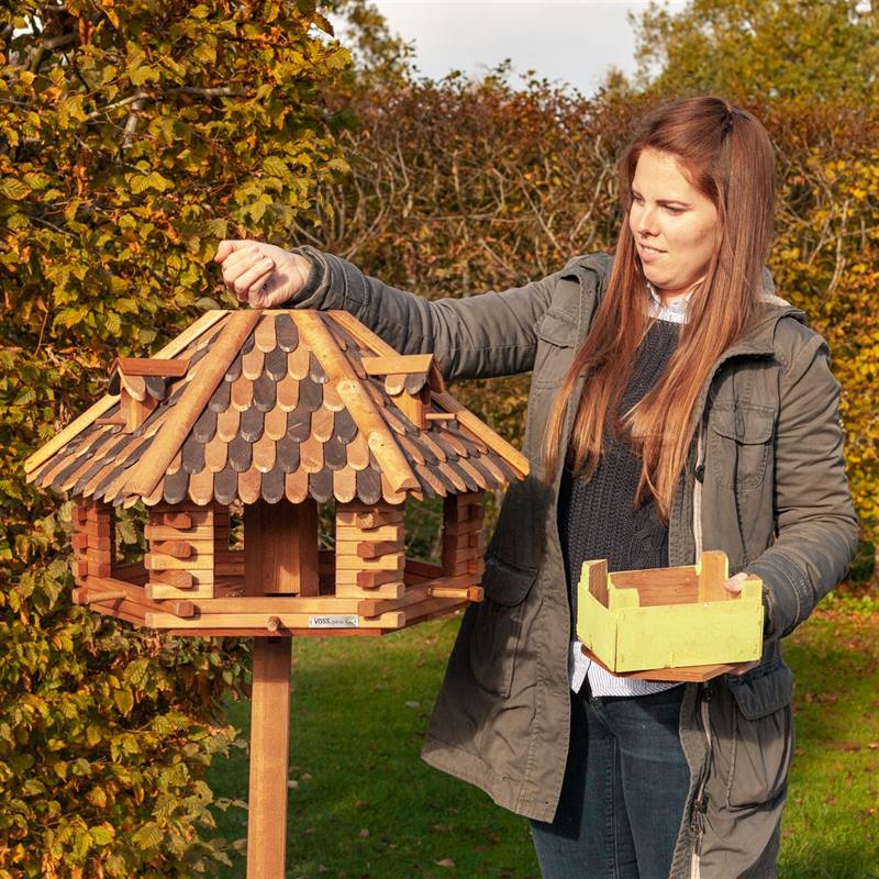 Maison pour oiseaux, très grand modèle, en bois de VOSS.garden « Feuillage dautomne  », sans support