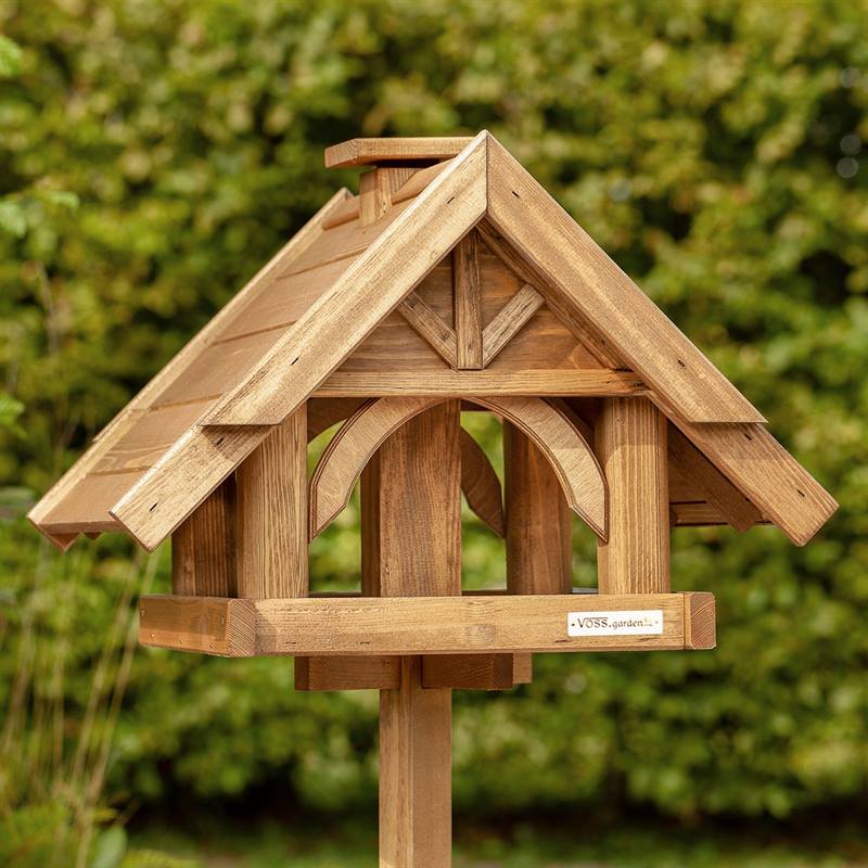 Grande maison pour oiseaux Finkenheim en bois naturel de VOSS.garden,  avec pied