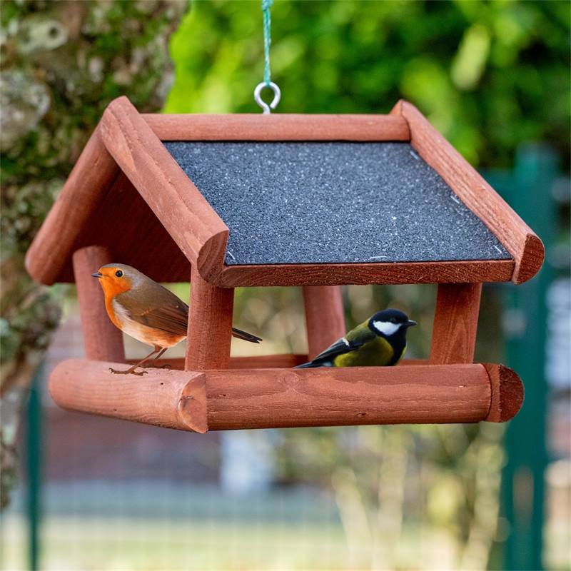 Maison pour oiseaux Kolding de VOSS.garden, en bois clair, toit en métal,  avec support