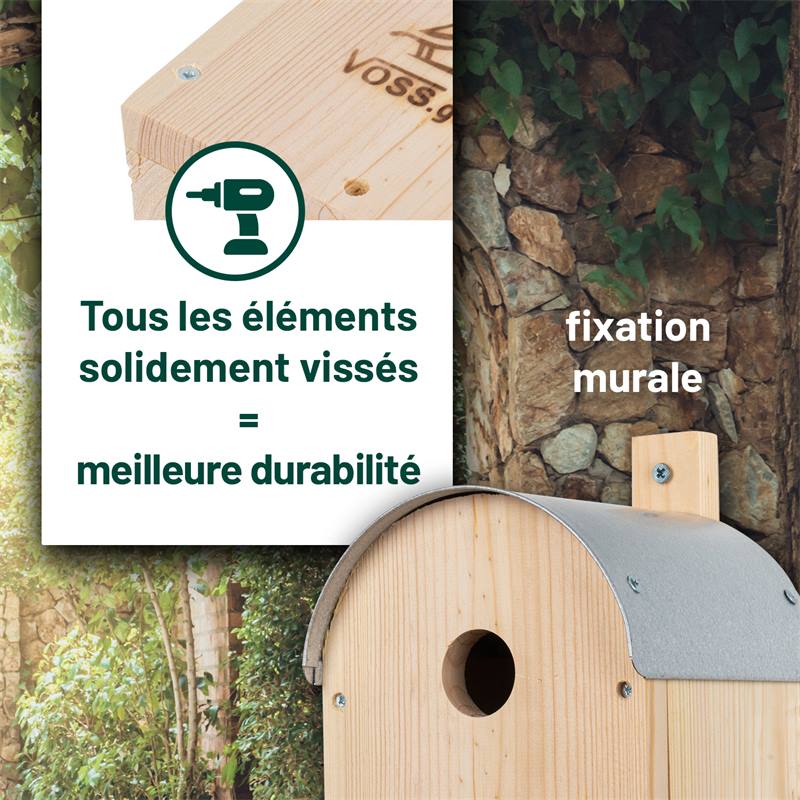 VOSS.garden Nichoir à Oiseaux 'Belmon' Bois de pin, nid pour Oiseaux  Sauvages