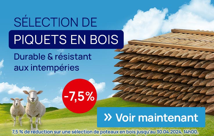 Sélection de piquets en bois jusqu'à -7,5%